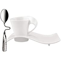 Villeroy &amp- Boch NewWave Juego de café expreso- 3 pz- Porcelana- Blanco